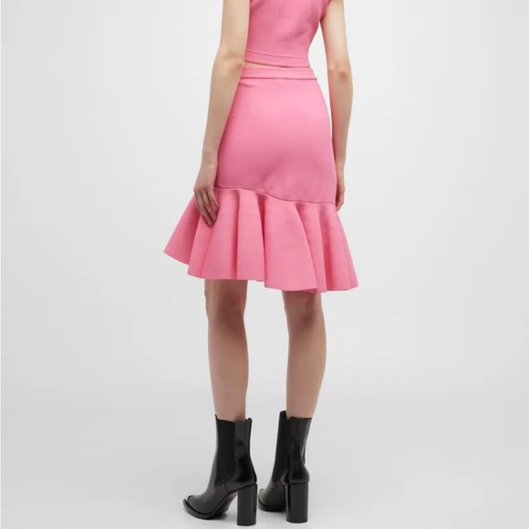 Alexander McQueen asymmetric peplum flutter hem Barbie pink skirt small - Picture 3 of 13